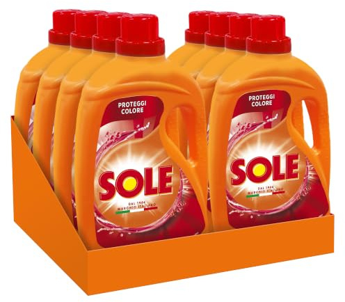 Sole Detersivo Lavatrice Liquido Proteggi Colore 328 Lavaggi, Formula Igienizzante, 8 Confezioni da 41 Lavaggi