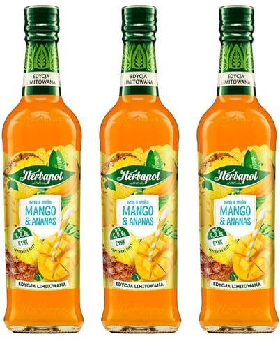 Herbapol Mango Ananas Sirup 3x 420ml - Getränkesirup für Wasser tropischer Drink