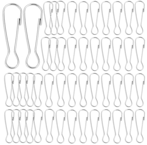 GAYSHI 80 Stück Fahnenmast-Clip, Simplexhaken, Edelstahl Federclips Haken, Silber Karabiner für Schlüsselbund, Rucksack, Hundeleine, Fahnenstange