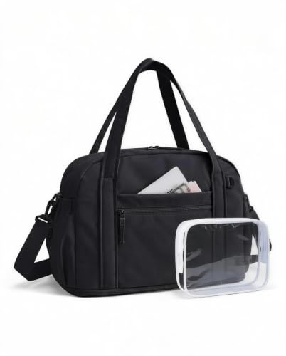 BAGSMART Erweiterbare Reisetasche Damen Sporttasche Handgepäck 23,5-30 L | mit Transparente Kulturtasche Verstellbarer Gurt Trolley-Gurt, Travel Duffle Gym Bag Kliniktasche Geburt für Reise Fitness