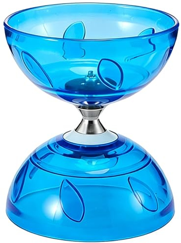BOSREROY Chinesisches Yoyo Diabolo Set mit Stöcken, Ersatzschnur, Netztasche, für Anfänger, Blau Transparent, 5,9 x 13 cm