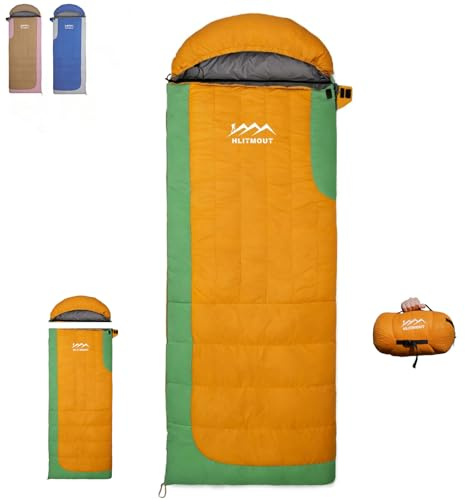 HLITMOUT Rectangular Down Sleeping Bag for Adults | Lightweight and Compact,Detachable Hood,680 FP Down,for Hiking, Camping and Backpacking,Outdoor and Indoor