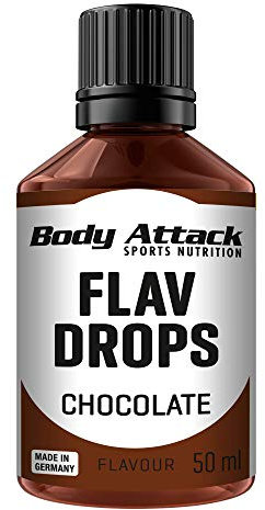Body Attack Flav Drops®, 50 ml, Chocolate, Aromatropfen für Lebensmittel, zuckerfreie Flavour Drops ohne Kalorien, vegan & Qualität Made in Germany