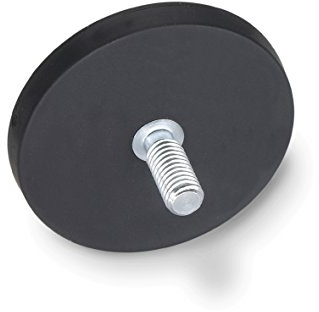 Ganter Normelemente | Haltemagnete mit Gewindezapfen und Gummiummantelung - GN 51.3-ND-43-SW | Neodym, Eisen, Bor | 1 Stück, Schwarz
