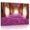 Bilder Wald Natur Lila Blumen Gasse 100x75 cm - Leinwandbilder Modern Leinwandbild Groß XXL Wohnzimmer Schlafzimmer Wandbild Kunstdruck Wandbilder Canvas Desing Wand Bild auf Leinwand Aufhängefertig