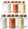 Mambocat Lot de 12 pots réutilisables en verre, capacité : 300 ml, verres ronds avec bouchon en liège, haute qualité, pour conserver les épices, le thé, les herbes