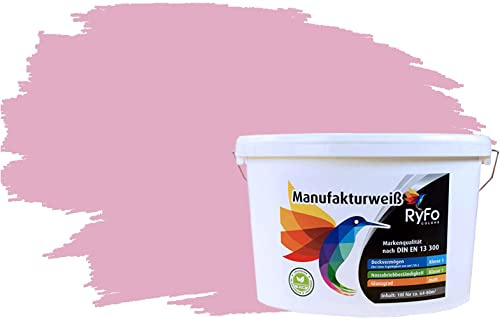 RyFo Colors Bunte Wandfarbe Manufakturweiß Babyrosa 10l - weitere Violett Farbtöne und Größen erhältlich, Deckkraft Klasse 1, Nassabrieb Klasse 1