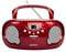 groov e Orginal Boombox - Portable CD Player with Radio, 3.5mm Aux Port, & Headphone Socket - LED Display, 2 x 1.2W Speakers - Battery or Mains Powered - Red