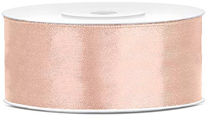 DaLoKu Satinband 6/12/25/38/50/100mm x 25m Geschenkband Schleifenband, Größe: 25mm x 25m, Farbe: Pfirsich