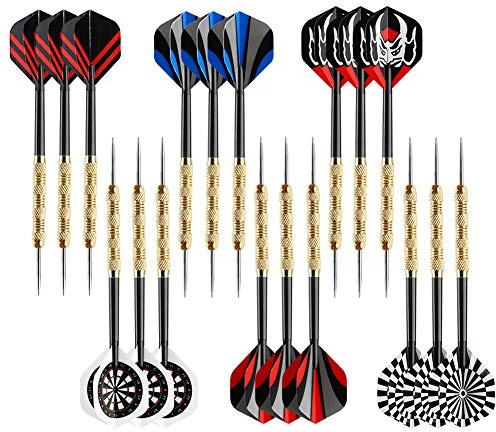 Accmor Metal Tip Darts, Steel Tip Darts, 14 Grams Professional Metal Darts, Darts Metal Tip Set, Metal Darts for Dartboard, 18 pcs ﻿