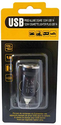 Prise AC 12/24v usb 1a couleurs blanc, noir assorties