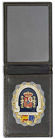 Cartera + Placa Ministerio del Interior - Périto Judicial | Cartera de Polipiel identificativa con Chapa/Insignia para decoración, coleccionismo y atrezzo
