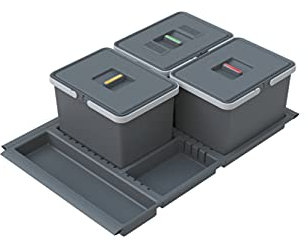 Elletipi Metropolis PTC22 08050 7F C97 PPV - Cubo de basura de reciclaje con cajón, gris, 71 x 46 x 22 cm