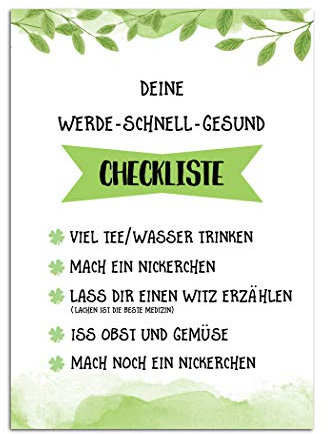 Postkarte Spruch Gute Besserung Genesungskarte Checkliste Grußkarte Krankenhaus