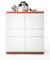 Chiaro Highboard matt weiß Lack und Eiche/Asteiche massiv geölt Sideboard 102 x 115 cm