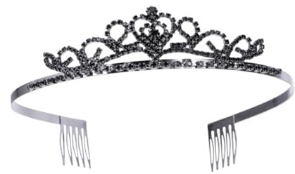 Minkissy Kristall Braut Hochzeit Kronen mit Kamm Schwarz Retro Königin Abschlussball Tiara Festzug Kopfschmuck Stirnband für Hochzeit Halloween Abschlussball Party (Schwarz)