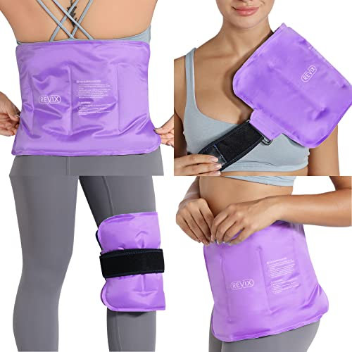 REVIX Paquete de hielo grande para cadera, rodilla, hombro, alivio del dolor de espalda, paquete frío de gel reutilizable para lesiones, hinchazón, moretones, cirugía, inflamación, 16 x 9 pulgadas