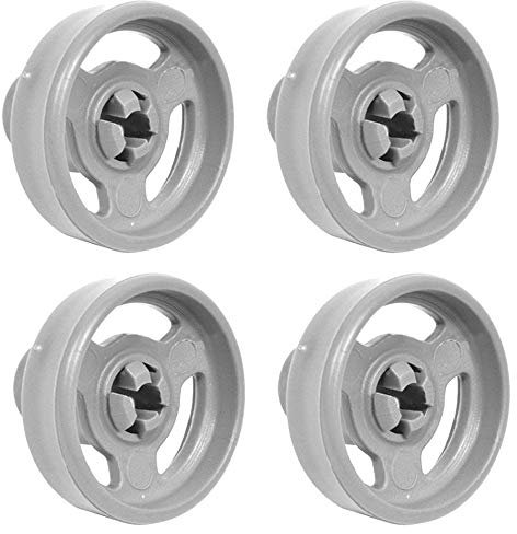 4x Dishwasher Lower Basket Wheels, Universal Bottom Basket Rollers & Axles Pin Replacement for Hotpoint Candy Ariston Creda Fisher & Paykel Smeg Kenwood Indesit Hoover C00094189 C00104638 C00056347