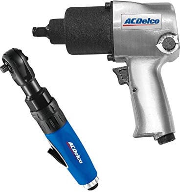 ACDelco ANI405A-NK1 Pneumatic Heavy Duty Twin Hammer ½” 5-Speed Impact Wrench & 3/8” Ratchet Wrench Combo Tool Kit