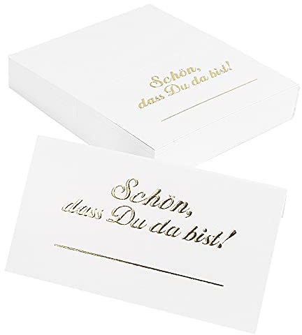 Ideen mit Herz Tischkarten Schön, dass du da bist! | 10 cm x 9 cm | Perlmuttkarton 300 g/m² | 50 Stück