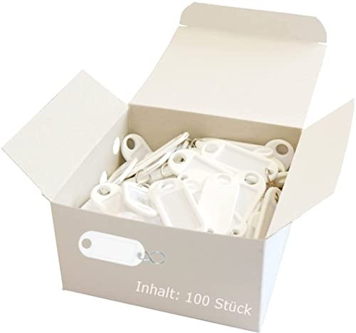 WEDO 262813400 Schlüsselanhänger zum Beschriften | weiß | 100 Stück | mit S-Haken