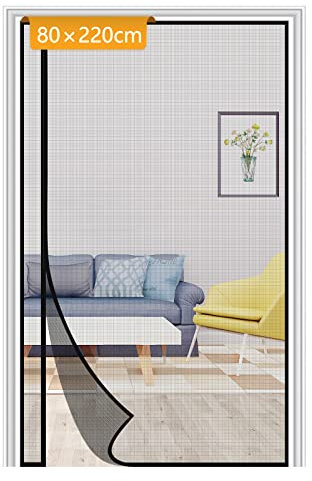 Yotache Fliegengitter Balkontür Magnet 80x220cm Fliegengitter Balkontür Seitliche Öffnung, Fliegengitter Tür Ohne Bohren für Schlafzimmer Kellertür Terrassentür, Schwarz