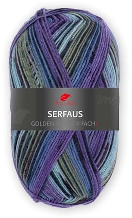 Pro Lana Golden Socks 4-fach Serfaus 08 - Blau/Blauviolett/Oliv/Schwarz