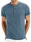 NITAGUT Mens Fashion Casual Front Placket Basic Short Sleeve Henley T-Shirts Tops(L,Vg-Blue)