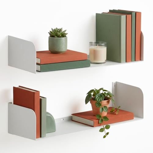 Flo.mar Mensole da Parete per Libri Bianco 60 cm Set 2 Pezzi Portata 20 kg