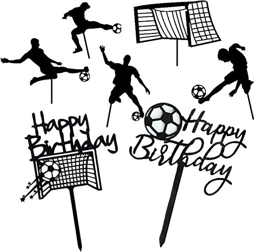 Lhdfyqt 7 Stück Acryl Geburtstag Tortenstecker, Geburtstag Tortenaufsatz Fußball, Fußball Geburtstagstorte Dekoration, Fußball Cake Toppers, für Sport-Themen-Geburtstagsfeier-Dekorationszubehör