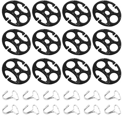 Moicstiy 24Pcs Car Seat Cover Plum Plate Metal Hooks, 12Pcs Plastic Car Seat Covers Chucks and 12Pcs Metal Hooks Set Locking Clip Plastic Card Fixed Fastener Buckle Replacement for Car Seat (Black)