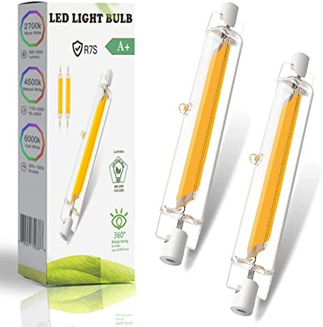 ZUCZUG R7s Bulb 78mm Led Dimmable 10w, Light Bulb Linear 10W R7S 78mm, R7S LED 78mm 10W Equivalent to 100W Halogen Lamp, Warm White 3000K, 1000LM, 360 Degree for Floodlight, Wall Lamp, 2 Pack