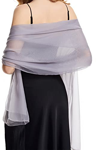 INSISMY Stola für Damen Festlich Abendkleid 190 * 110 cm Extra Lang Chiffon Sonnenschutz Sommer Seide Schal für Hochzeit Reise Party