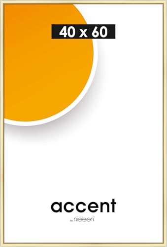 accent by nielsen Kunststoff Bilderrahmen Colorado Uni, 40 x 60 cm, Gold | Kunststoff Posterrahmen im Hoch- & Querformat zum Aufhängen Gold matt Echtglas