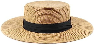 Zylioo Small Straw Boater Hats, Petite UPF50+ Wide Brim UV Sun Hat,Little Summer Panama Hat for Beach Holiday Vacation