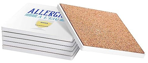 sous Verre en céramique - Pastis Allergique à l'eau Soirée Apéro Fête - Lot de 6 (100 x 100 mm)