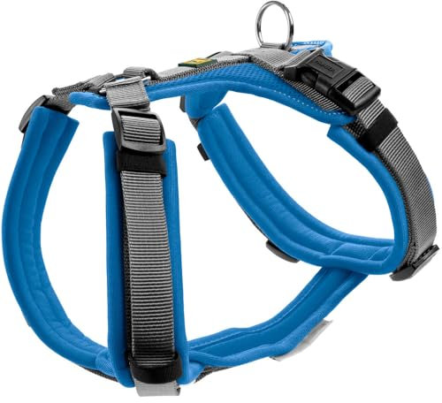 HUNTER Hundegeschirr Maldon UP, Farbe: blau/grau, weich gepolstert & komfortabel, stark reflektierend durch 3M Scotchlite, 4-Fach verstellbar, mit gepolstertem Griff (ab S-M), Größe: XS