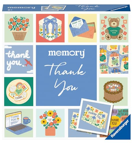 Ravensburger 22400 Memory® Moments - Thank You, 24 liebevoll gestaltete Kartenpaare Sagen auf ganz besondere Weise Danke! Ravensburger Spieleklassiker für 2 bis 6 Spieler ab 3 Jahren