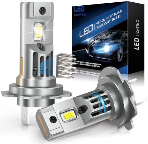 JOSHF Bombilla H7 Led Faro Actualizado para Coche y Moto, CSP 110W 30000LM 700% Brillo 6500K Blanco, Recambio para Bombillas Halógena, 1:1 Mini Led H7, DC12V-24V(2Bombillas)