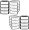 Black Or Silver A4 Table Top Desk Top Bedside Compact Lightweight Plastic Storage Unit With 4 Drawers (1, Black)