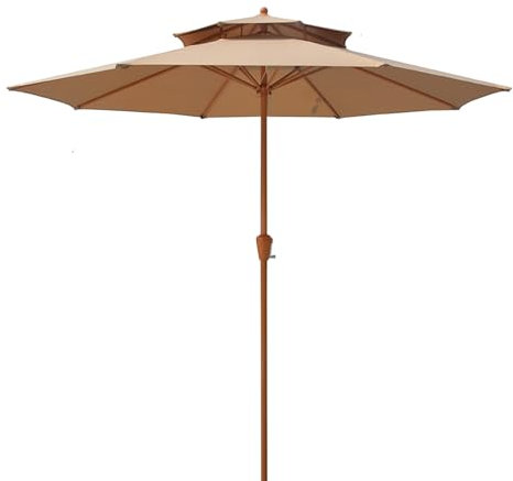 Sombrilla 270 Cm, Protección UV Sombrillla for Exterior Impermeable, Portátil Sombrilla Terraza Exterior (Color : Natural)