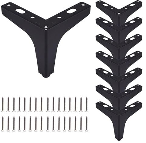 Uotyle 8pcs Metal Furniture Legs,10cm Heavy Duty Coffee Table Legs With Screws Modern Diamond Triangle Furniture Feet Diy Chair Couch Cabinet Feet (Black)