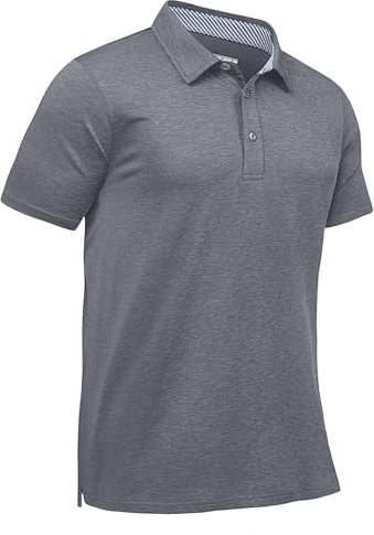 KEFITEVD Men Polo Shirt Short Sleeve Casual Collar T Shirt Lightweight Breathable Golf Polo Shirt,Dark Grey,XL