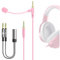 GEEKRIA NOVA Boom Mic Headphones Cable Compatible with Sony, Skullcandy, Beats, JBL, 3.5mm Jack Replacement Cord for Gaming & Meeting (5.6ft / Pink)