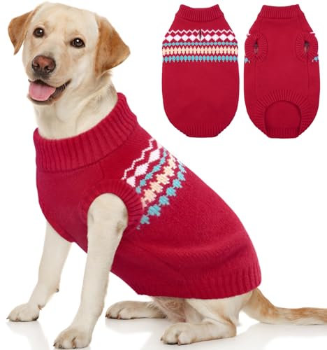 Kuoser Hundepullover, Hundepullover Kleine Hunde, Hundepullover Grosse Hunde, Pullover Hund, Hundepullover Französische Bulldogge,Winter Hundepullover Rot XXL
