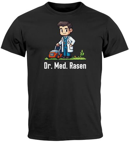 MoonWorks® Herren T-Shirt Wortspiel Flachwitz Rasen mähen Fun-Shirt lustige Sprüche Schenkelklopfer Printshirt Schwarz XXL
