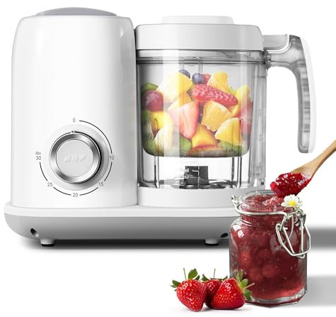 AMZBABYCHEF Baby Food Maker | Baby food Processor | 4 in 1 Baby Food Puree Blender Steamer Grinder Machine Auto Cooking & Grinding with Knob Control, BPA Free