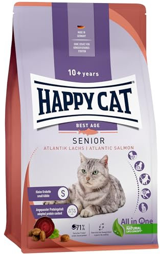 Happy Cat Senior Atlantik Lachs M - Trockenfutter für Katzensenioren ab dem 8. Lebensjahr - 4kg