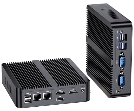 Mavsloly Lüfterloser PC, Industrie PC mit N150 Prozessor (4C/4T, max. 3,6 GHz), 16GB RAM, 1T SSD, Dual LAN, 2* HDMI, 1* DP, Dreifachdisplay, WiFi 6, 2* COM RS232, 6* USB, Windows 11 Pro