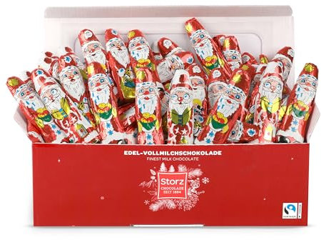 Storz Schoko Weihnachtsmännchen Vorteilspack – 140 Stück à 5,5g – Schokolade einzeln verpackte Nikolaus Schokolade – Ideal für als Adventskalender Füllung oder Schulen, Kitas & Weihnachtsgeschenke